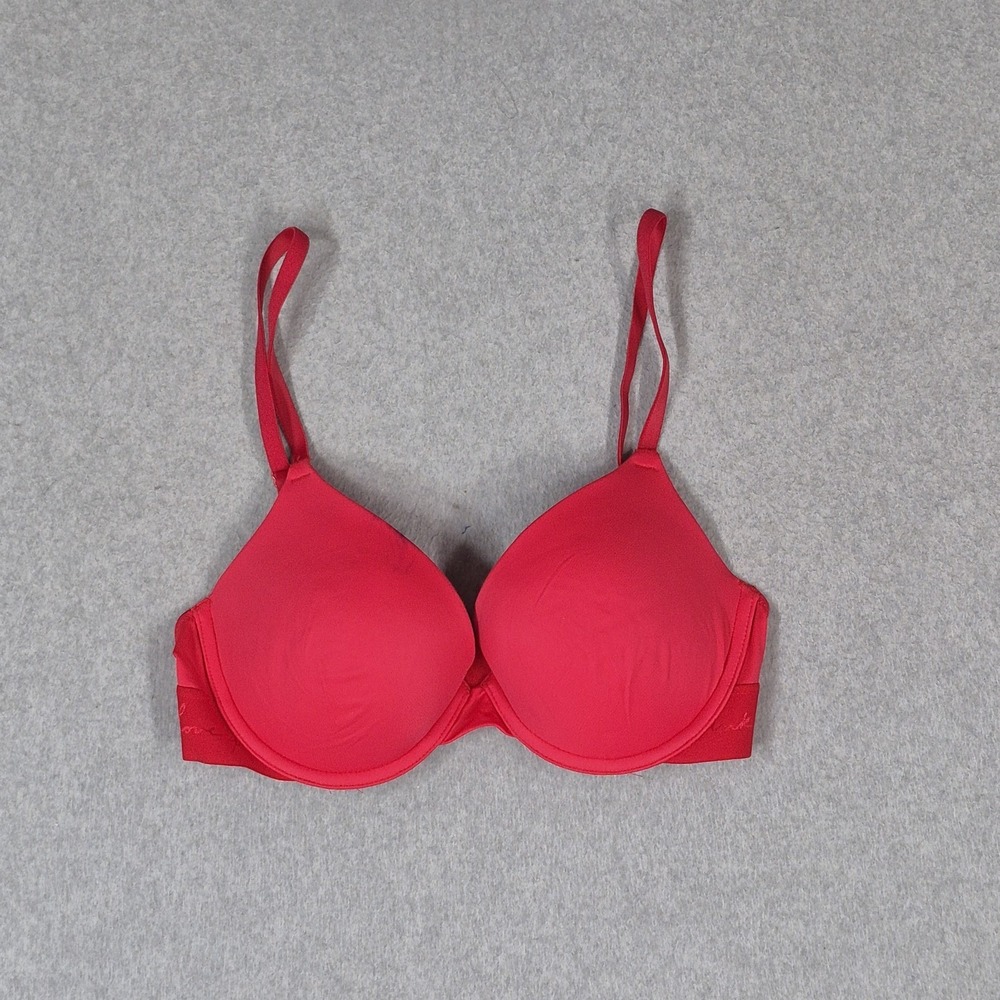 Victoria's Secret PINK Women Bra 32D Red Wear Everywhere Push Up READ